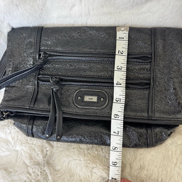 Rafe New York Black Metallic Leather Clutch Wristlet Evening Bag - Picture 8 of 11